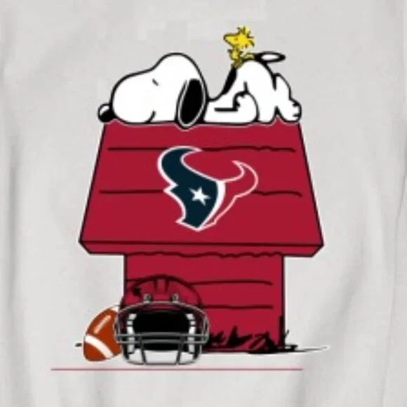 Houston Texans Snoopy Woodstock Peanuts NFL Football Christmas Sweatshirt 91 - Picture 2 of 5